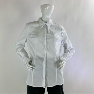 Women’s Extra Large (XL) White ROZ & ALI Collared Button Down Shirt